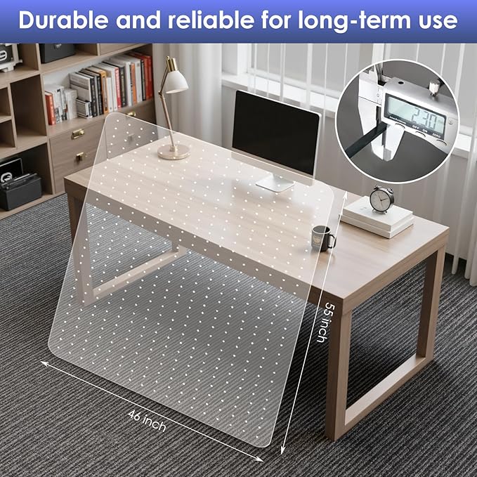 Kuyal Office Chair Mat for Carpet, 2 Pack 46x 55 Clear Heavy Duty Computer Chair Mat, Under Desk Protector Carpeted Floors Mat, Easy Chair Movement,Ship Flat