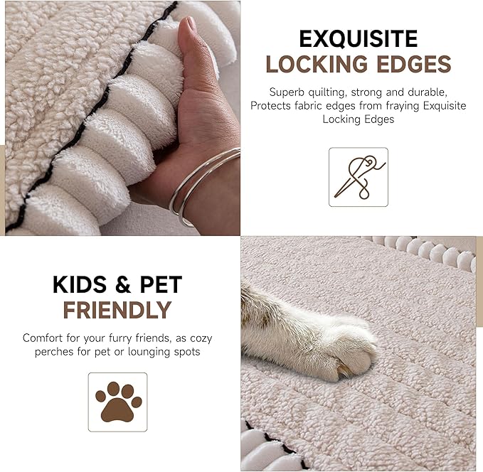 OTOB Couch Covers for Sofa Pet Friendly, Washable & Non Slip Fuzzy Dog Couch Cover Sofa Slipcovers Love Seat, Soft Plush Cozy Furniture Protector Cushion Mat, All Seasons (Beige, 27.6" x 59.1")