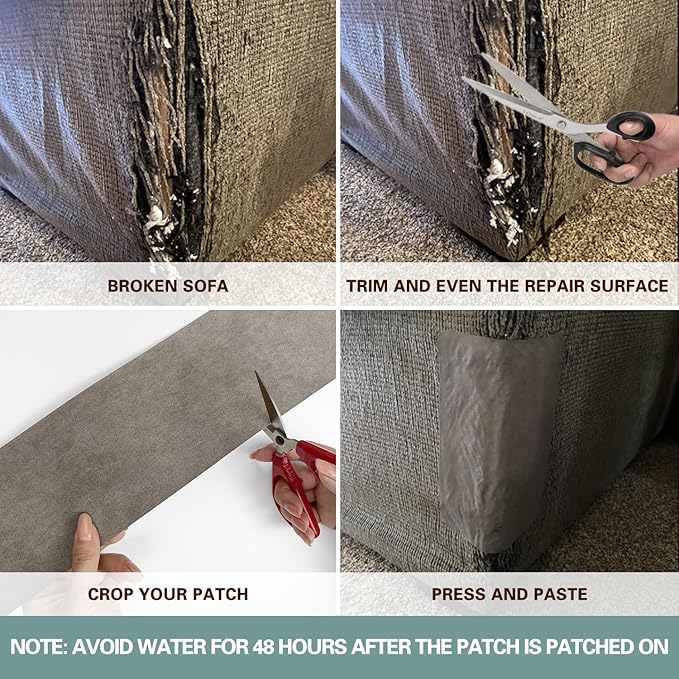 Velvet Repair Patch, Self-Adhesive Flannel Fabric Patch, Multi Colors, Microfiber Patch，Can be Used to Patch Sofas, Car Seats, Handbags, Jacket Holes and Tears (Greenish Grey)