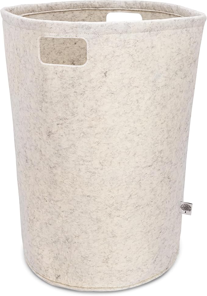 Parker Baby Co. Nursery Laundry Hamper - Large Felt Storage Basket and Baby Hamper for Nursery (White)