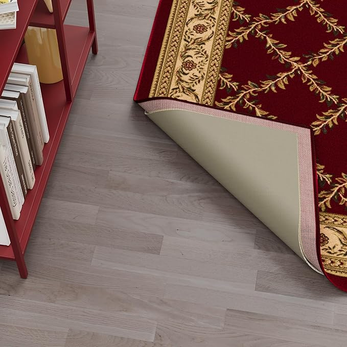 Ottomanson 2'7" x 7' Non-Slip Rug Pad Gripper 1/12 Inch Ultra Thin Dual Surface Felt + Rubber Gripper - Safe for All Floors, Cream