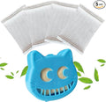 Unscented Cat Litter Box Deodorizer Kit Stick-On Activated Carbon Odor Eliminators Compatible with most manual and automatic litter boxes (4 Refills+ 1 Box) (Blue, Unscented)