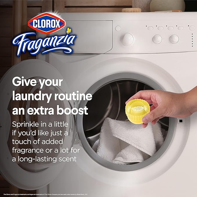 Clorox Fraganzia Laundry Scent Booster Crystals in Vanilla Scent - Scented In-Wash Freshener Beads for Fresh, Clean, Great Smelling Clothes and Linens, 18 Oz - 2 Pack