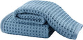 Microfiber Waffle Face Towels, 2 Pieces, Oversized, Soft, Absorbent, Fast Drying, Lint Free (Blue)