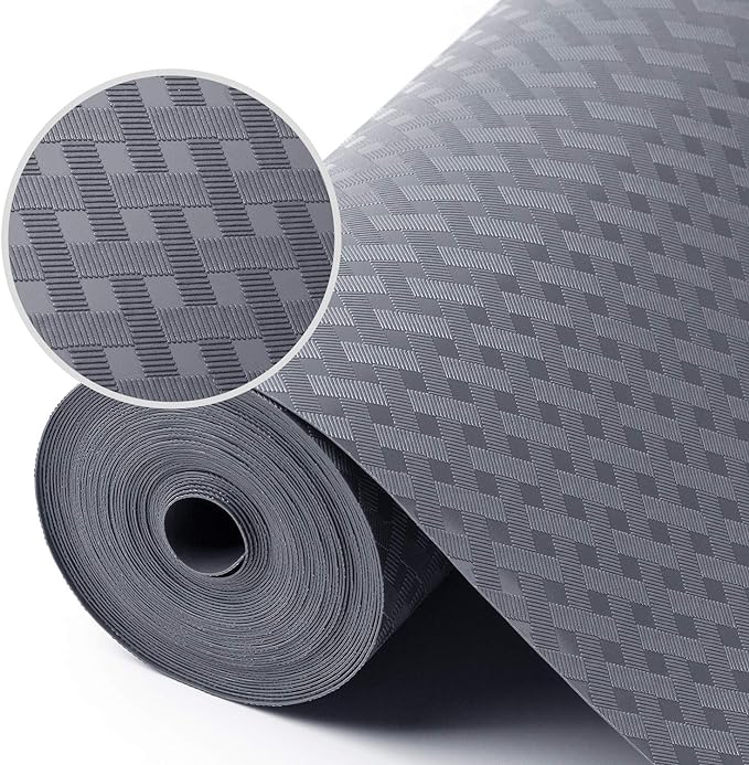 Shelf Liners for Kitchen Cabinets Refrigerator Liners Waterproof Oil-Proof Kitchen Cupboard Liner Durable Drawer Mats EVA Material Non Adhesive Fridge Liner for Shelves (23.6 x 236.2 inches, Gray)