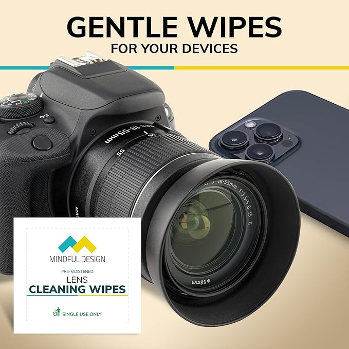 Mindful Design Lens Cleaning Wipes for Eyeglasses, 210ct - Individually Wrapped, Eye Glass Cleaning, Lens Wipes for Glasses/Sunglasses, Packaging May Vary