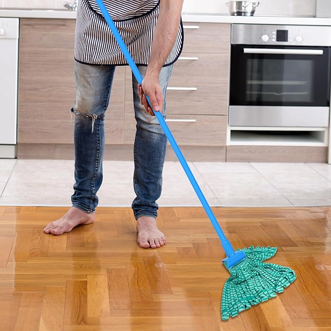 2 Pack Large Microfiber Tube Mop Heads,6 inch,Heavy Duty Mop Head,Highly Absorbent,Commercial Mop Head Replacement,Wet Mop Heads Replacement,for Hardwood, Tile, Laminate Floors,Green
