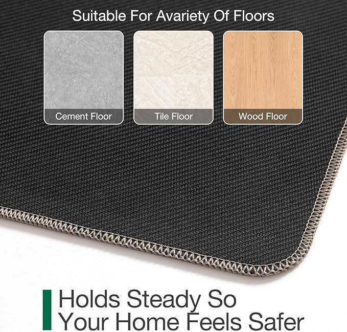 LUMI Ultra Thin Door Mat for Entryway, Low Profile Non Slip Rubber Backing Indoor Doormat, Easy Clean Welcome Entrance Mat for Inside House, Patio,Beige 20"x32"