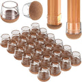 Chair Leg Floor Protectors Medium 24Pcs,Silicone Chair Leg Protectors for Hardwood Floors/Tiles,360°Wrapped Felt Bottom to Prevent Scratch and Reduce Noise, Round Clear