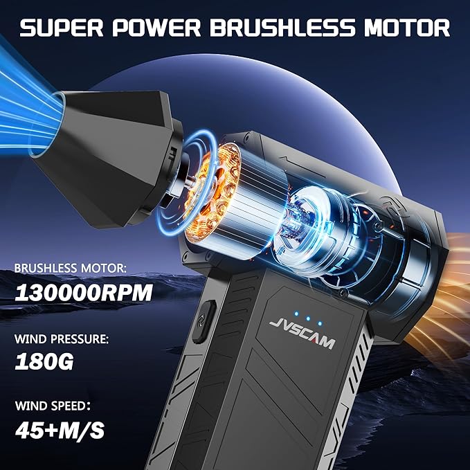 Compressed Air Duster - Electric Air Duster with Brushless Motor - 3 Gear Adjustable Cordless Air Blower - Rechargeable Air Duster for PC, Keyboard, Car, Outdoors, Home (X3)