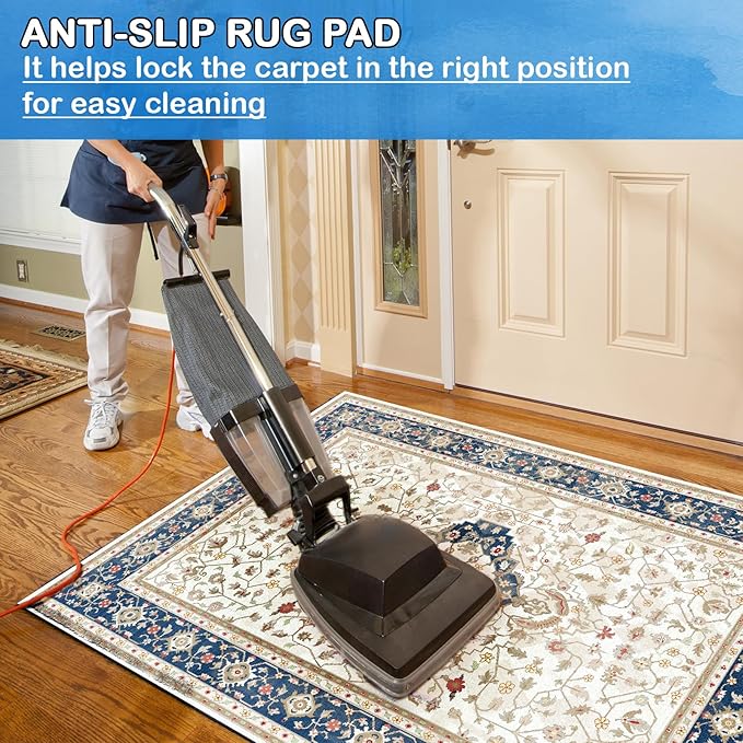 Non-Slip Rug Pads 9 x 12 ft, 100% Waterproof Extra Large Area Rugs Non Skid Rug Pad for All Floors and Finishes Durable Hardwood Floor Protective Felt Keeps Rugs in Place, Safe and Secure