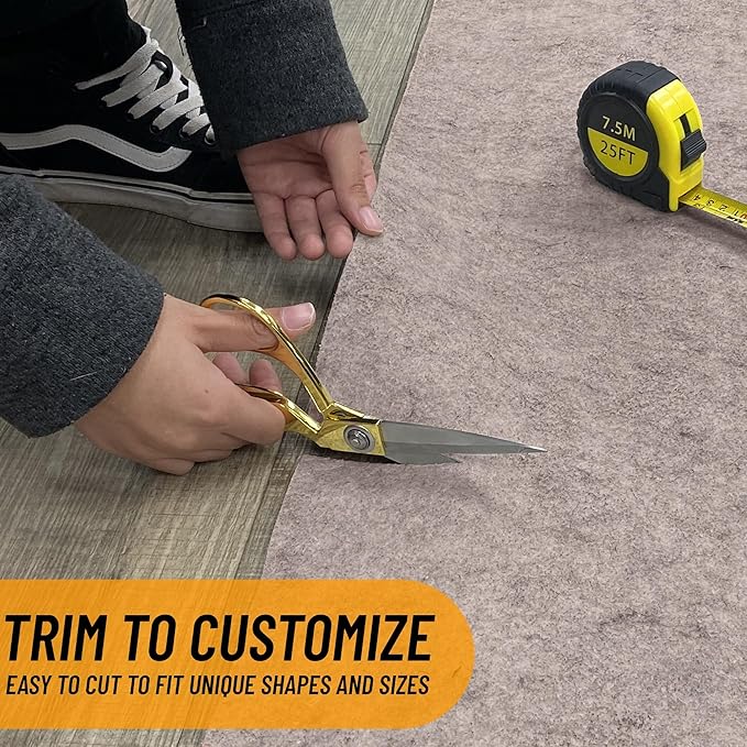 Ottomanson 4' x 8' Non-Slip Rug Pad Gripper 1/4 Inch Thick Dual Surface Felt + Rubber Gripper - Safe for All Floors, Brown