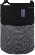 COMSE Extra Large Blanket Basket, Tall Woven Storage Basket, Nursery Hamper, 15.7”x 21.7”, Cotton Rope Laundry Hamper for Toys Clothes Towels, Black