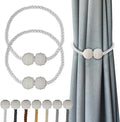 Hion Magnetic Curtain Tiebacks White 2pcs, Curtain Tiebacks Buckles Holdbacks Holders Hooks Clip for Home Bedroom Office Decorative Curtain