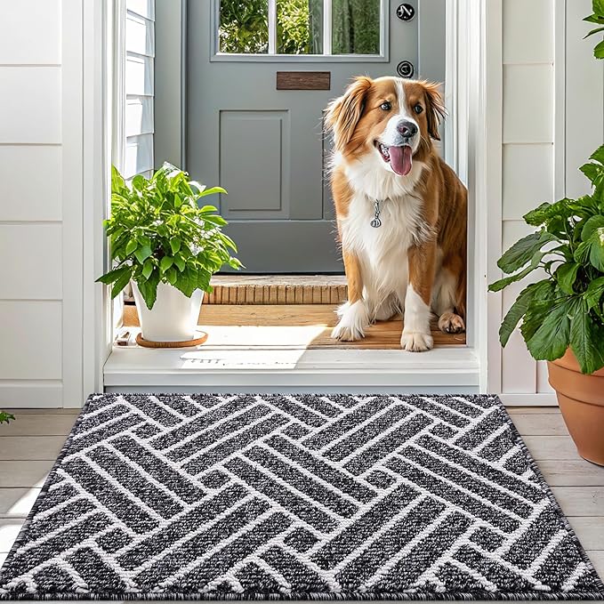 OLANLY Runner Indoor Door Mat, 70x23 Inch, Dirt Resistant and Absorbent, Non-Slip Rubber Backing Floor Mats, Easy Clean Low-Profile Doormat for Entryway, Front Door, and Inside Entrance, Black