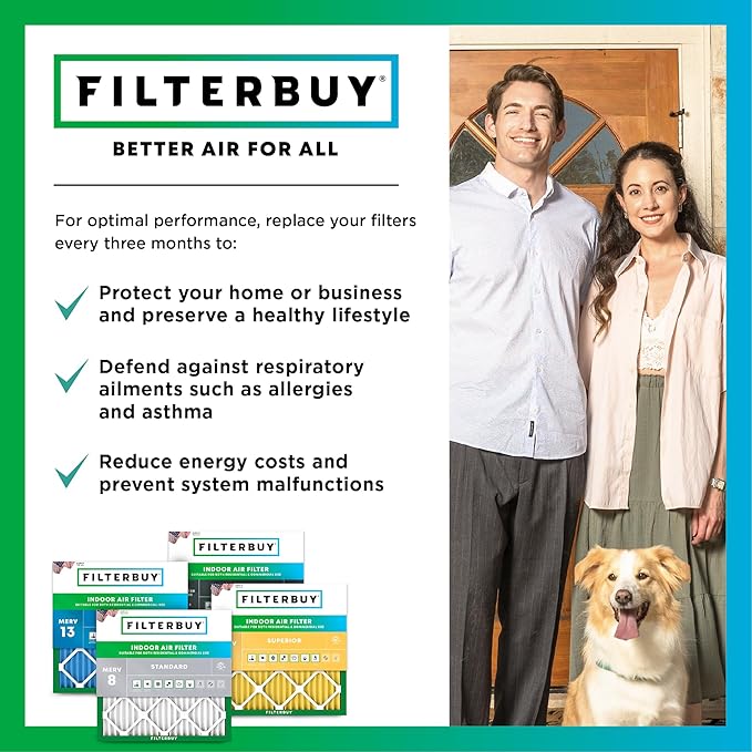Filterbuy 30x30x1 Air Filter MERV 8 (MPR 700) Dust Defense Replacement (6-Pack), Electrostatic Pleated HVAC AC Furnace Filters, Made in USA (Actual Size: 29.50 x 29.50 x 0.75)