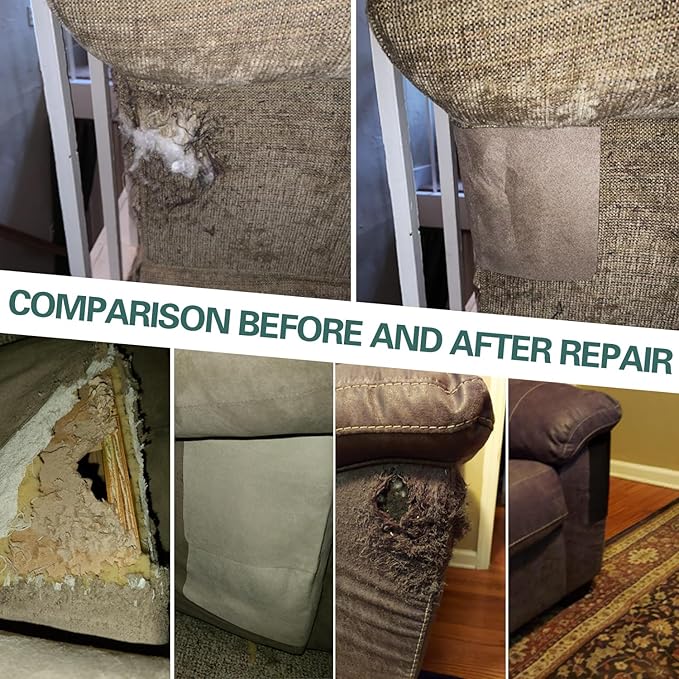 Azobur Couch Patch Repair Fabric,Microfiber Fabric, Self-Adhesive, for Sofa Repair and Upholstery, 2 Pieces, 9.5 x 11 inches (Brown)