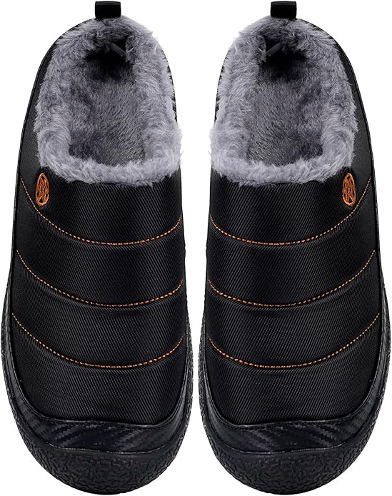 Womens Mens House Slippers Slip on Snow Winter Warm Fully Fur Lined Slippers Indoor Outdoor Shoes