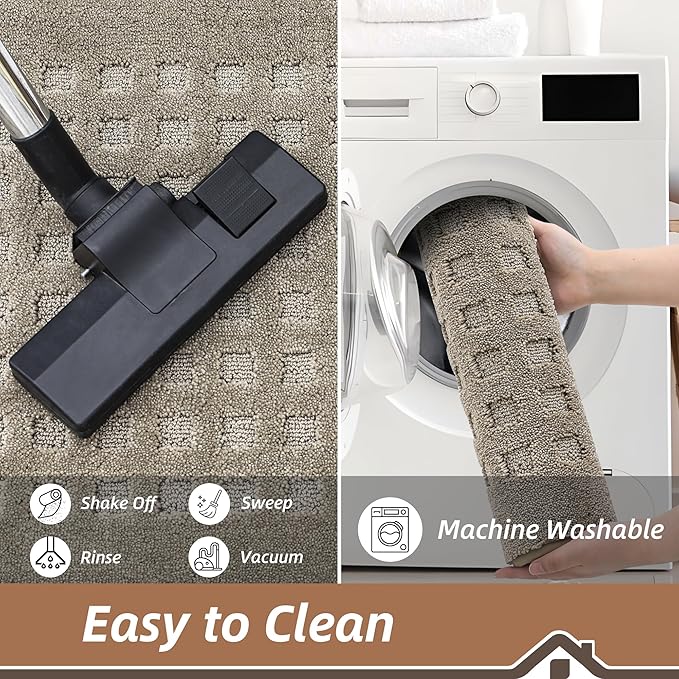 BEQHAUSE Waffle Door Mats Indoor 32"x48", Dog Mat for Muddy Paws Absorbent and Dirt Resist Floor Mats Non-Slip Washable Rugs for Entryway, Welcome Mat for Front Back Door, Muddy Wet Shoes, Beige