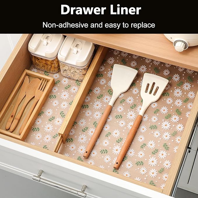 INNOLITES Shelf Liner – Cabinet & Drawer Liner Non-Adhesive – Waterproof Oil-Proof – Durable EVA with Floral for Kitchen Cabinets Refrigerator – BPA-Free, Easy to Cut 23.6" x 236"