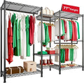 Raybee Clothes Rack, 725 LBS Clothing Rack Adjustable Clothing Racks for Hanging Clothes Metal Wire Garment Racks Sturdy Clothes Rack, 77" H x 70.5" W x 13.8" D, Black