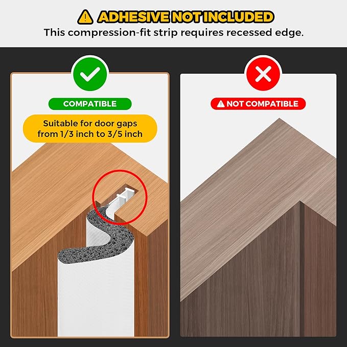Weather Stripping Door Seal Strip - Soundproof Q-Shaped Foam for Exterior Door Frame, Large Gap Seal, Noise Cancelling, Easy to Install (White, 40FT)