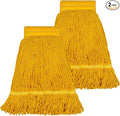 Pack of 2 Heavy Duty Commercial Mop Head Replacement, General Cleaning Mop Heavy Duty Commercial Replacement Wet Industrial Blue Cotton Looped End String Head Refill,Super Absorption and Durability