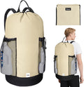BALEINE 120L Laundry Bag Backpack, 900D Oxford Fabric Large Travel Laundry Bags with Shoulder Straps and 2 Mesh Pockets for College Dorm, Apartment, Laundromat (Beige, 120L)