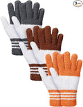 Patelai 3 Pairs Microfiber Plant Dusting Gloves Leaf Cleaning Gloves for Indoor Plants, Blinds, Furniture, House (Large,Gray, Orange, Brown)