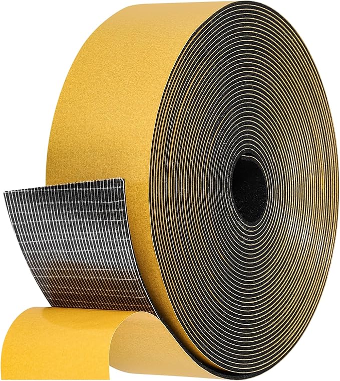 32Feet Weather Stripping Seal (2 Inch X 1/16 Inch) for Door Window, High Density Foam Tape, Soundproofing, Insulation Strip, Door Sealers for Door Frame- Black