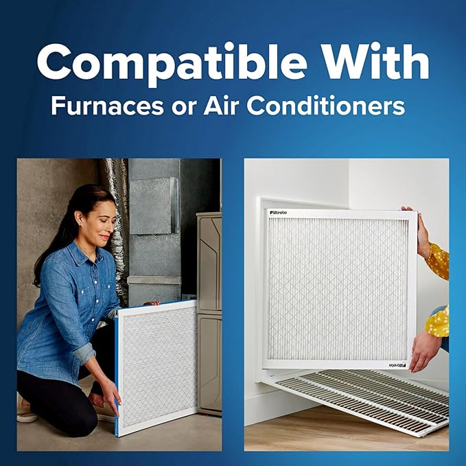 Filtrete 23.5x23.5x1 AC Furnace Air Filter, MERV 13, MPR 1900, Premium Allergen, Bacteria&Virus Filter, 3-Month Pleated 1-Inch Electrostatic Air Cleaning Filter,6-Pack (Actual Size 23.22x23.22x0.78in)