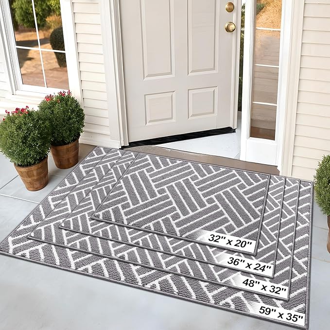 OLANLY Runner Indoor Door Mat, 70x23 Inch, Dirt Resistant and Absorbent, Non-Slip Rubber Backing Floor Mats, Easy Clean Low-Profile Doormat for Entryway, Front Door, and Inside Entrance, Grey