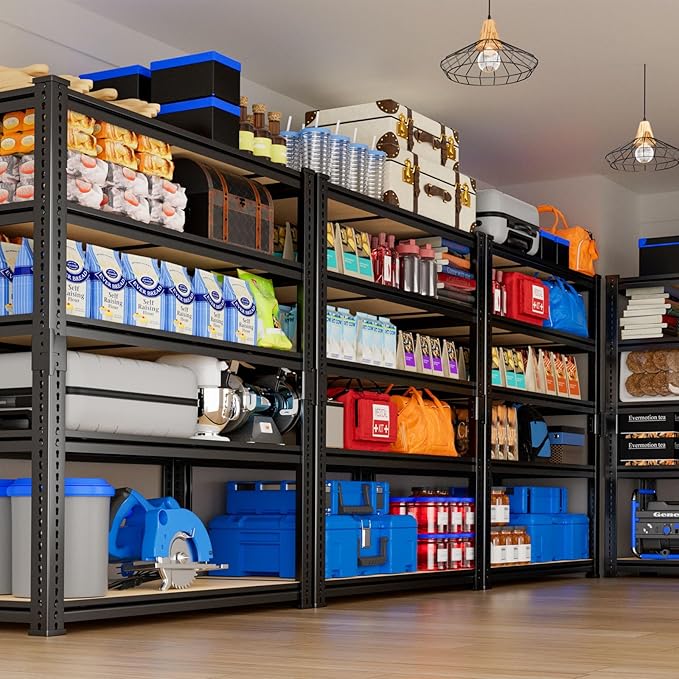 Garage Shelving, 4 PCS Storage Shelves Heavy Duty 2000 LBS Capacity, 5 Tier Adjustable Metal Organizer Wire Rack, 36" L x 18" W x 72" H Utility Shelf Unit for Kitchen Pantry