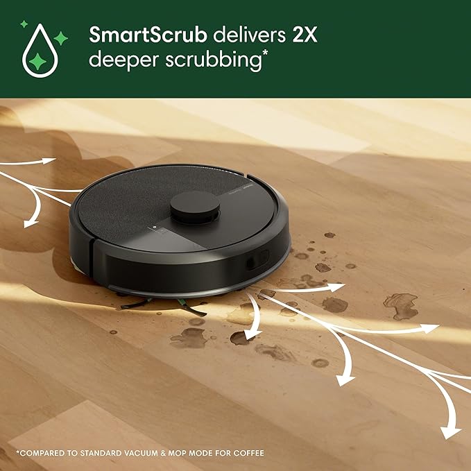 iRobot Roomba 104 2in1 Vacuum & Mop Robot - Self-Empties for 75 Days, Intense Power-Lifting Suction, Vacuums All Floors, Ideal for Pet Hair, LiDAR Smart Navigation Mapping, Mops Hard Floors