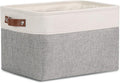 DULLEMELO Collapsible Rectangle Storage Basket for Shelves/Closets - Organize Clothes, Toys, Towels, Books, Laundry, Nursery, Dog Toys - Empty (White & Gray)