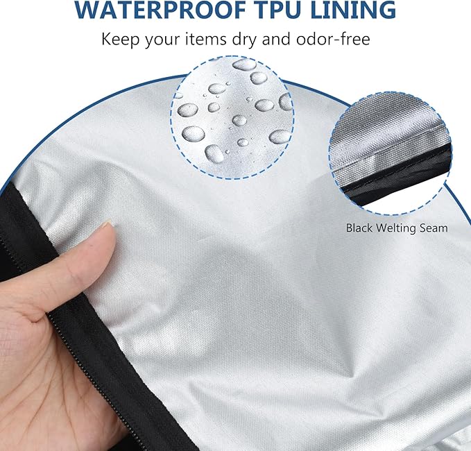 OTraki 2PCS Waterproof Bag for Swimsuit 12x16 inch Wet Dry Bags With Portable Handle & Zipper Reusable Travel Wet Clothes Gym Bag Storage for Beach/Pool/Swimming, Black&Grey