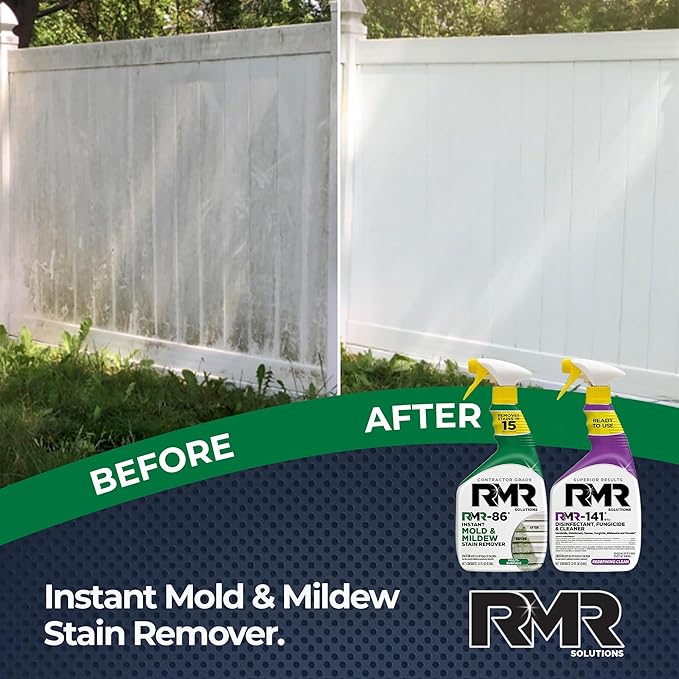RMR Brands DIY Mold Remover Bundle - Complete Mold Killer & Stain Remover Bundle - Mold and Mildew Prevention Kit, Disinfectant Spray, Includes 2-32 Ounce Bottles