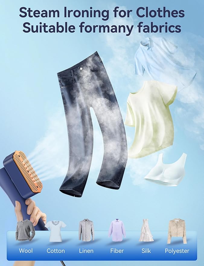 Steamer for Clothes Portable Handheld Garment Steamer,15s Fast Heat-up,100ml Water Tank,Steamer Ironing Gloves,20 Minutes of Continuous Ironing for Travel and Home