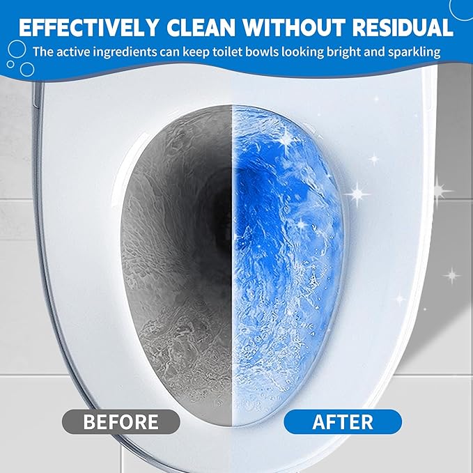 Toilet Bowl Cleaner Tablets, Automatic Toilet Tank Cleaner for Deodorizing & Descaling, Long-Lasting with Sustained Release Technology for Bathroom Cleaners, Blue & White, 20 Packs