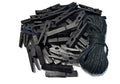 1.9 Inch Black Wooden Clothespins for Pictures Halloween DIY Art Crafts Clothesline Clips Laundry with Jute Twine Pack 50