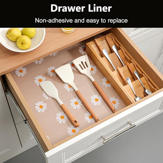 INNOLITES Shelf Liners for Kitchen Cabinets, Non Adhesive Drawer Cabinet Liner, Waterproof Oil-Proof Non-Slip Shelf Liner for Kitchen Pantry Refrigerator 17.7" x 197"