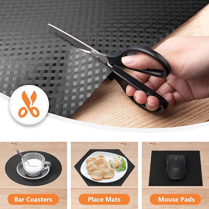 Shelf Liners for Kitchen Cabinets Refrigerator Liners Waterproof & Oil-Proof Kitchen Cupboard Liner Non-Slip Drawer Mats EVA Material Non Adhesive Fridge Liner for Shelves - Black 23.6 x 157.4 Inches