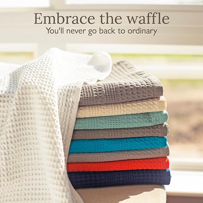 GILDEN TREE Waffle Towel Set Quick Dry Thin | 2 Bath Towels | 2 Hand Towels | 2 Washcloths, Classic Style (Seafoam)