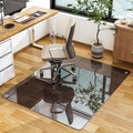 GLSLAND Office Chair Mat, 36" x 46" Grey Tempered Glass Floor Mat for Office Chair on Carpet, 1/6" Thick Computer Floor Mat with 4 Anti-Slip Pads
