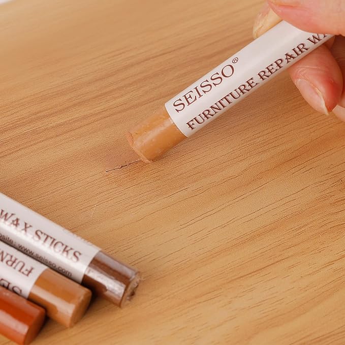 SEISSO Furniture Repair Crayon, 6 Pcs - Wood Filler Sticks, Scratch Repair Wax, Furniture Marking Repair - Scratch, Cracks, Hole, Table, Wood Floor, Guitar, Covering, Instrument Fill Sticks-Redoak