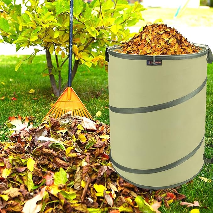YUDI & GARDEN 45 Gallon Collapsible Garden Bag｜Collapsible Trash Can｜Camping Trash Can, Use for Gardening Cleanup or Party Waste and Outdoor Activities