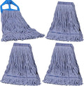 JERIA 4 Pack Heavy Duty Mop Head Replacements,String Mop Head for Commercial,Used for Home,Office and Kitchen,Washable,Reusable Mop