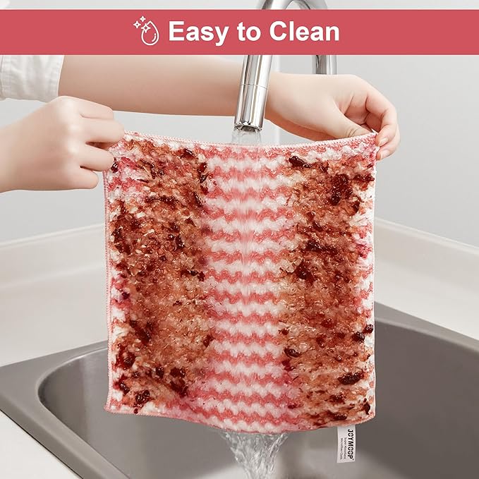 JOYMOOP Microfiber Cleaning Cloth, Mixed Color Towels with Edging, Medium-Small Size 8 Pack (9.8" x 11.8"), Absorbent Streak Free Lint Free Rags for Cleaning, Reusable and Washable Towels