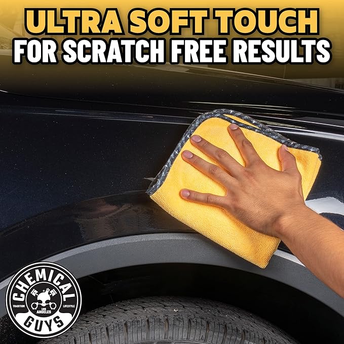 Chemical Guys MIC_506_24 Professional Grade Premium Microfiber Towels, Gold (16 Inch x 16 Inch) (Pack of 24) - Safe for Car Wash, Home Cleaning & Pet Drying Cloths