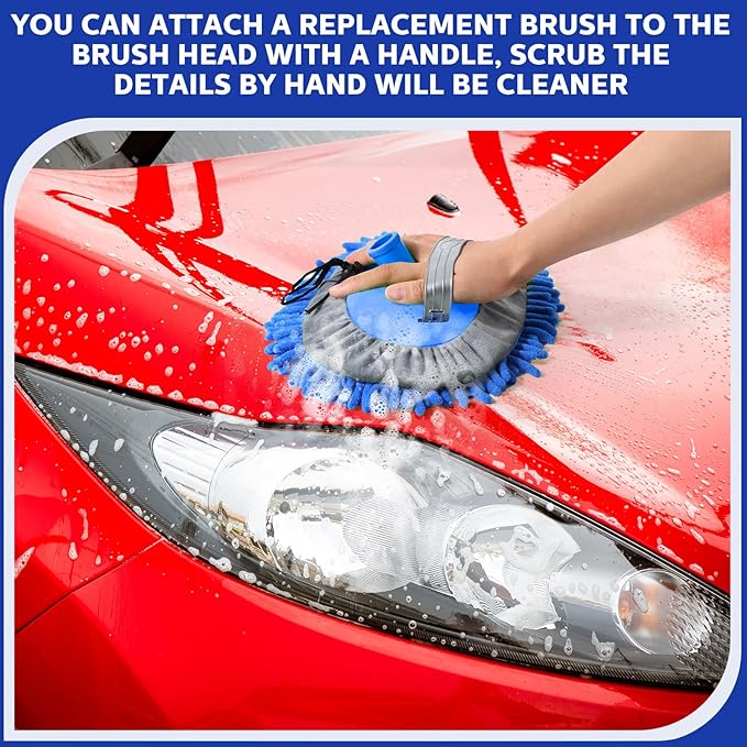 Layhit 5 Pcs Car Wash Mitt Set, Brush Not Included, Microfiber Mitt Cleaning Car Truck Washing Tools Kit RV Pickup Chenille Scratch Replacement(Royal Blue)